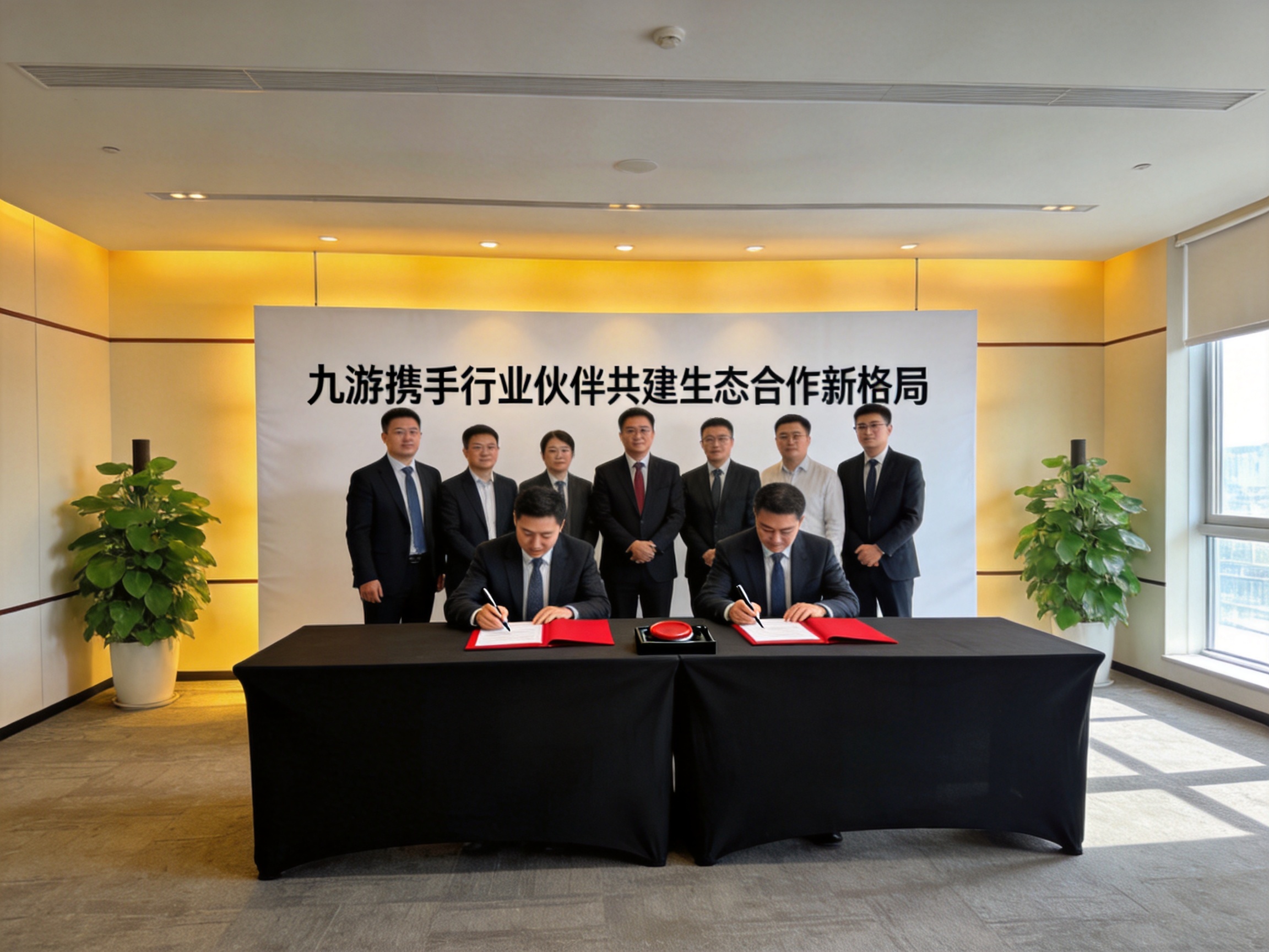 九游与行业合作伙伴签约仪式现场